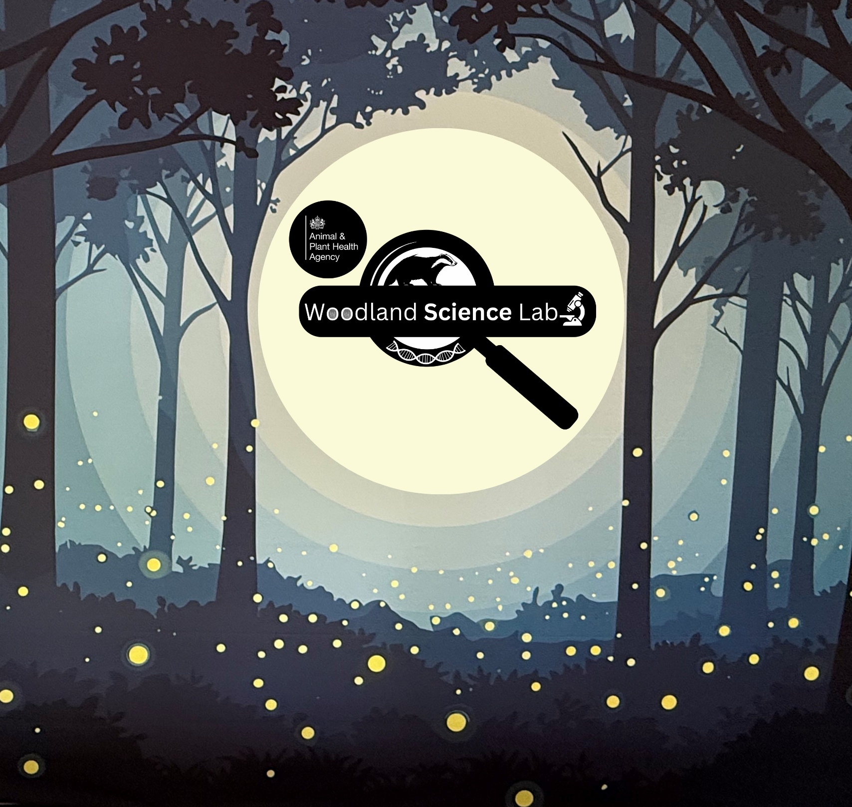 Forest Background & Woodland Science Lab Logo