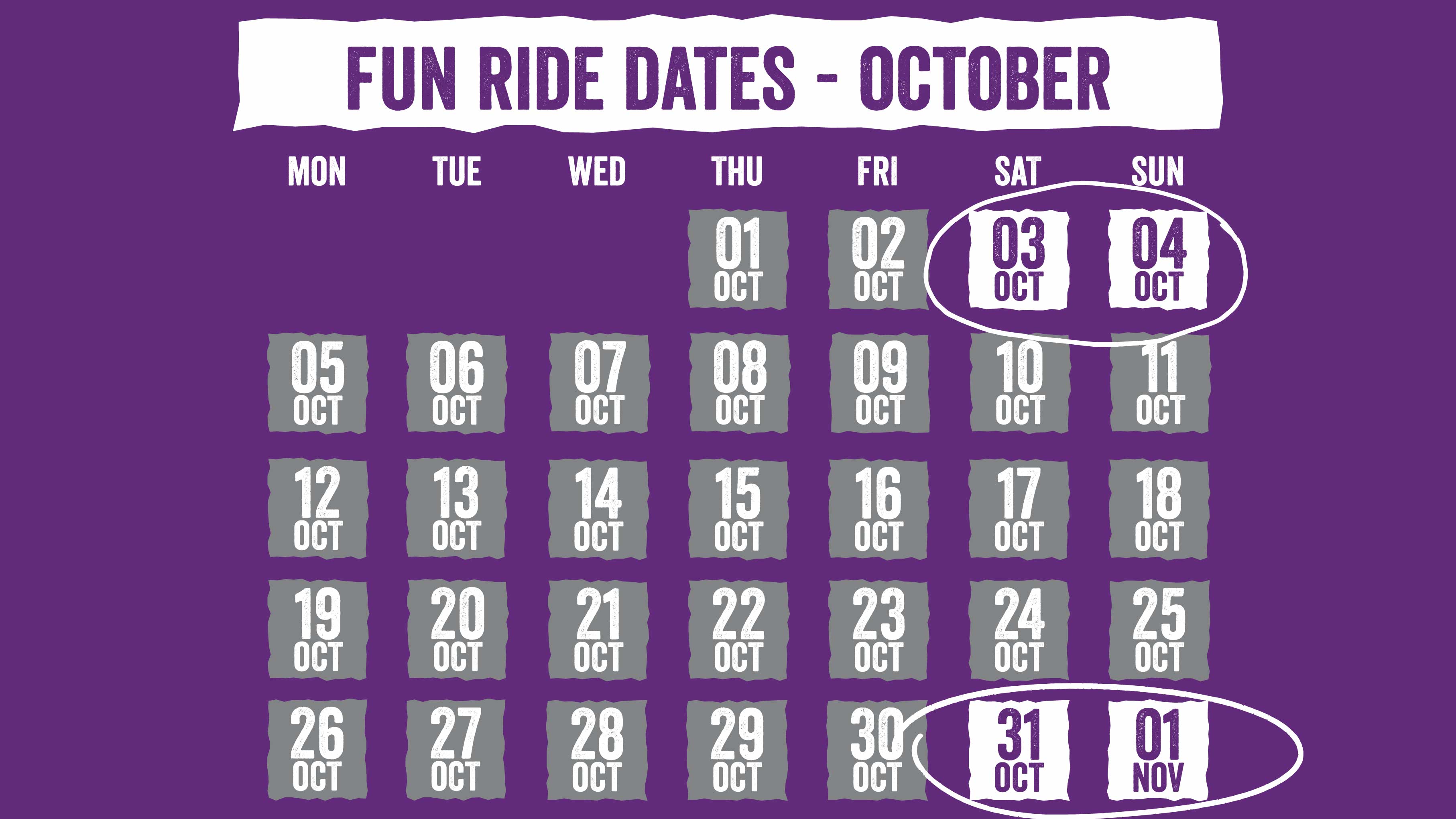 October Fun Ride Dates 2026 20
