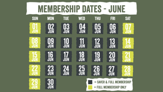 June Membership Dates