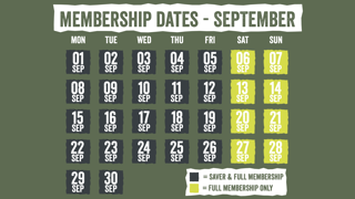 September Membership Dates