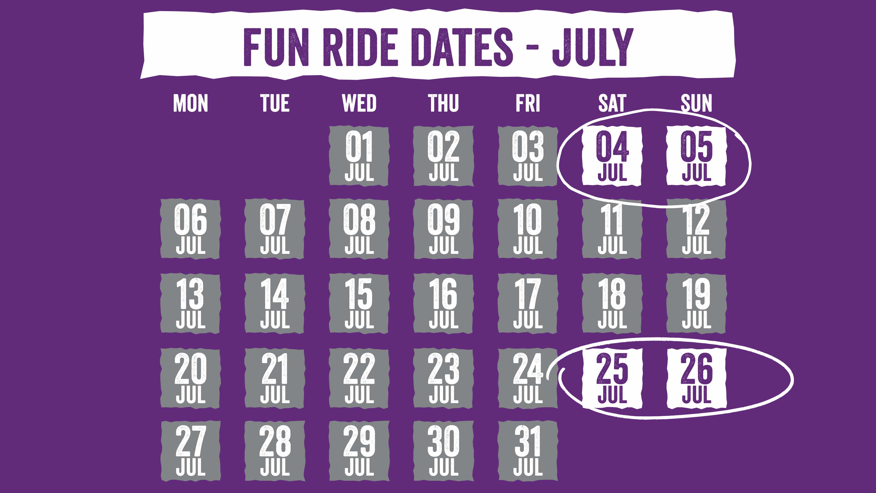July Fun Ride Dates 2026 20