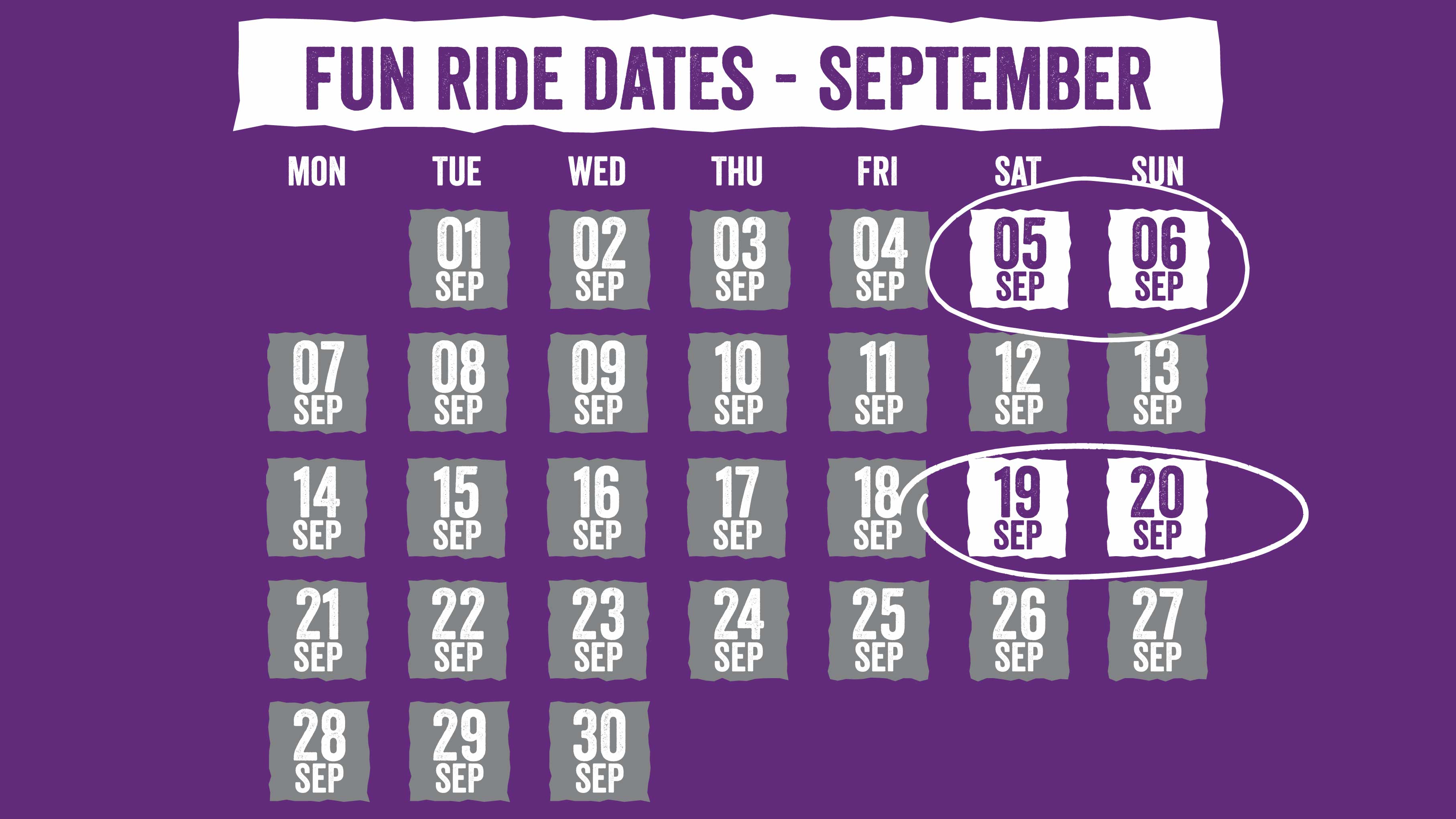 September Fun Ride Dates 2026 20